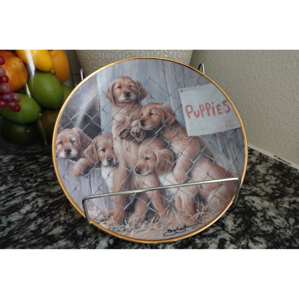 Vintage fine Porcelain Adopt a‎ Puppy Decorative plate